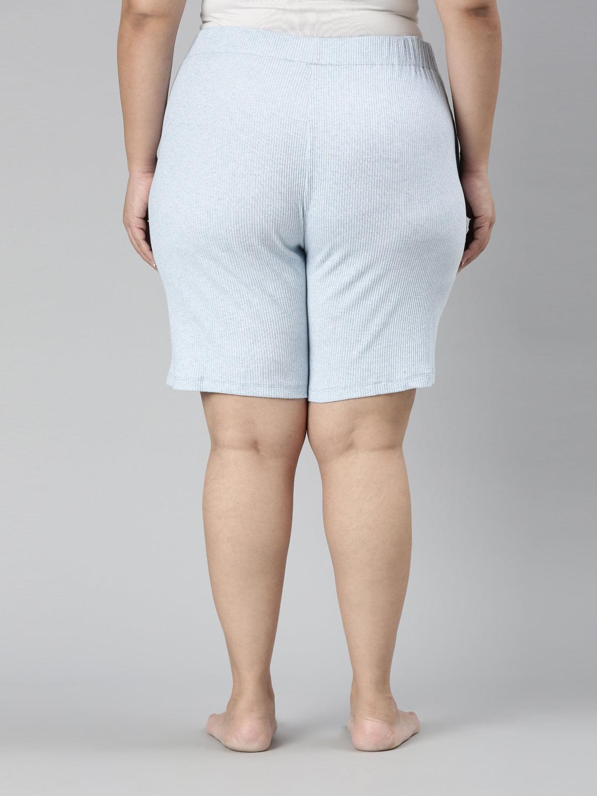 TheShaili - Women's Blue ribbed shorts