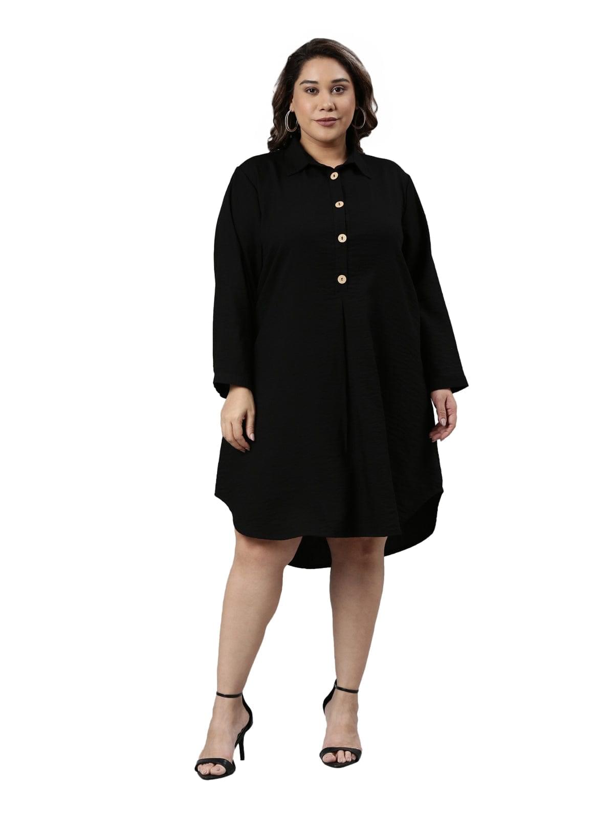 buy black solid  formal shirt dress online /TheShaili online 