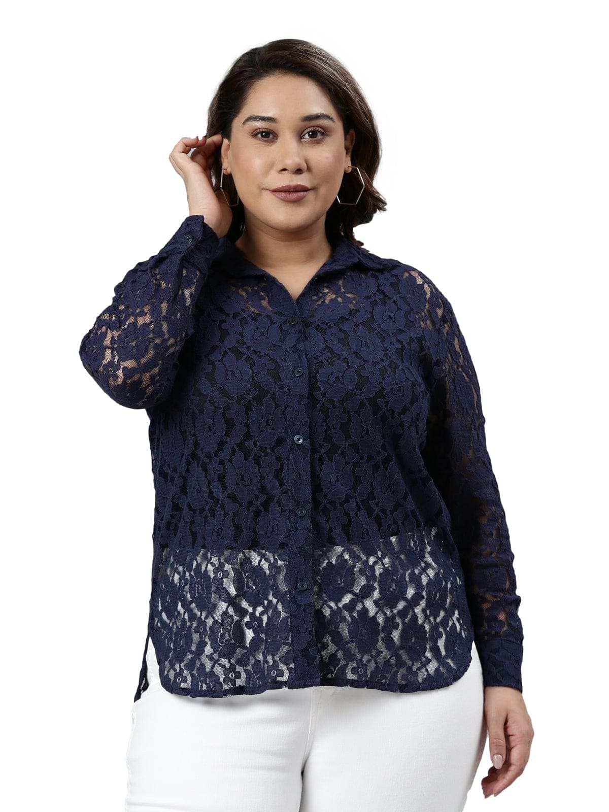 buy TheShaili  Blue lace shirt at best price India