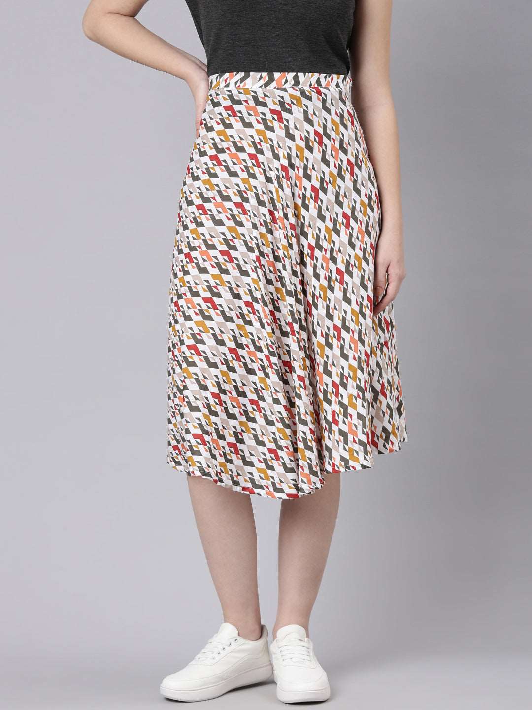 Buy TheShaili Knee Length  pleated Midi Skirt for Women's & Girls online