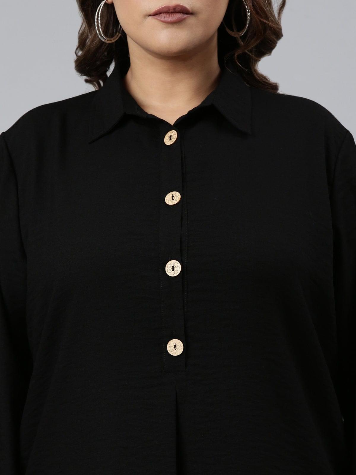 buy black solid  formal shirt dress on online India