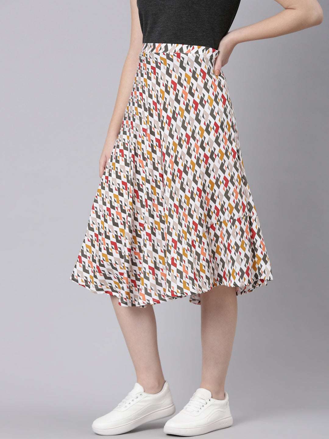 Buy TheShaili Knee Length Midi Skirt on online