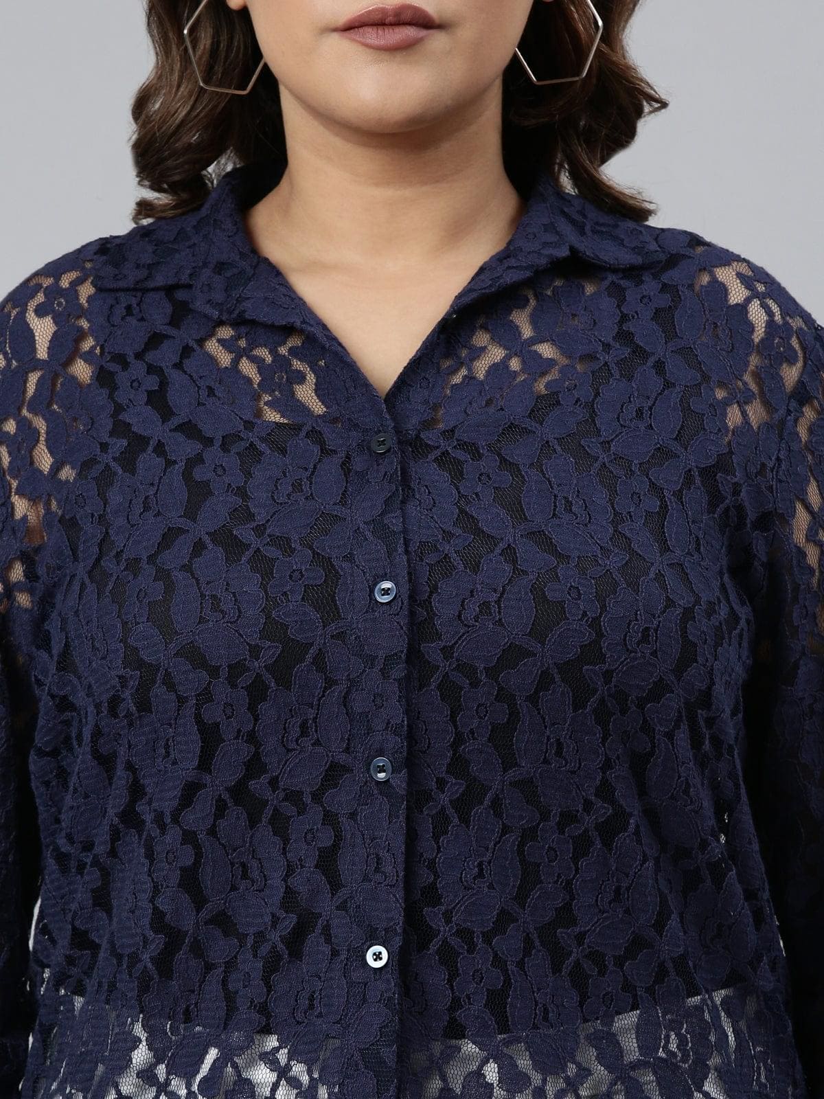 buy TheShaili  Blue lace shirt at best price