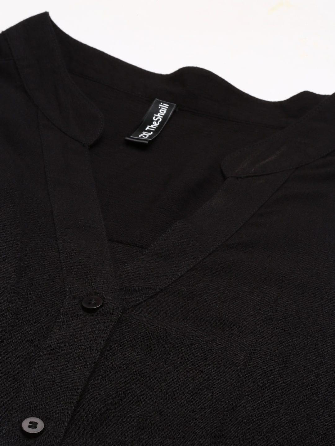 Black solid viscose shirt