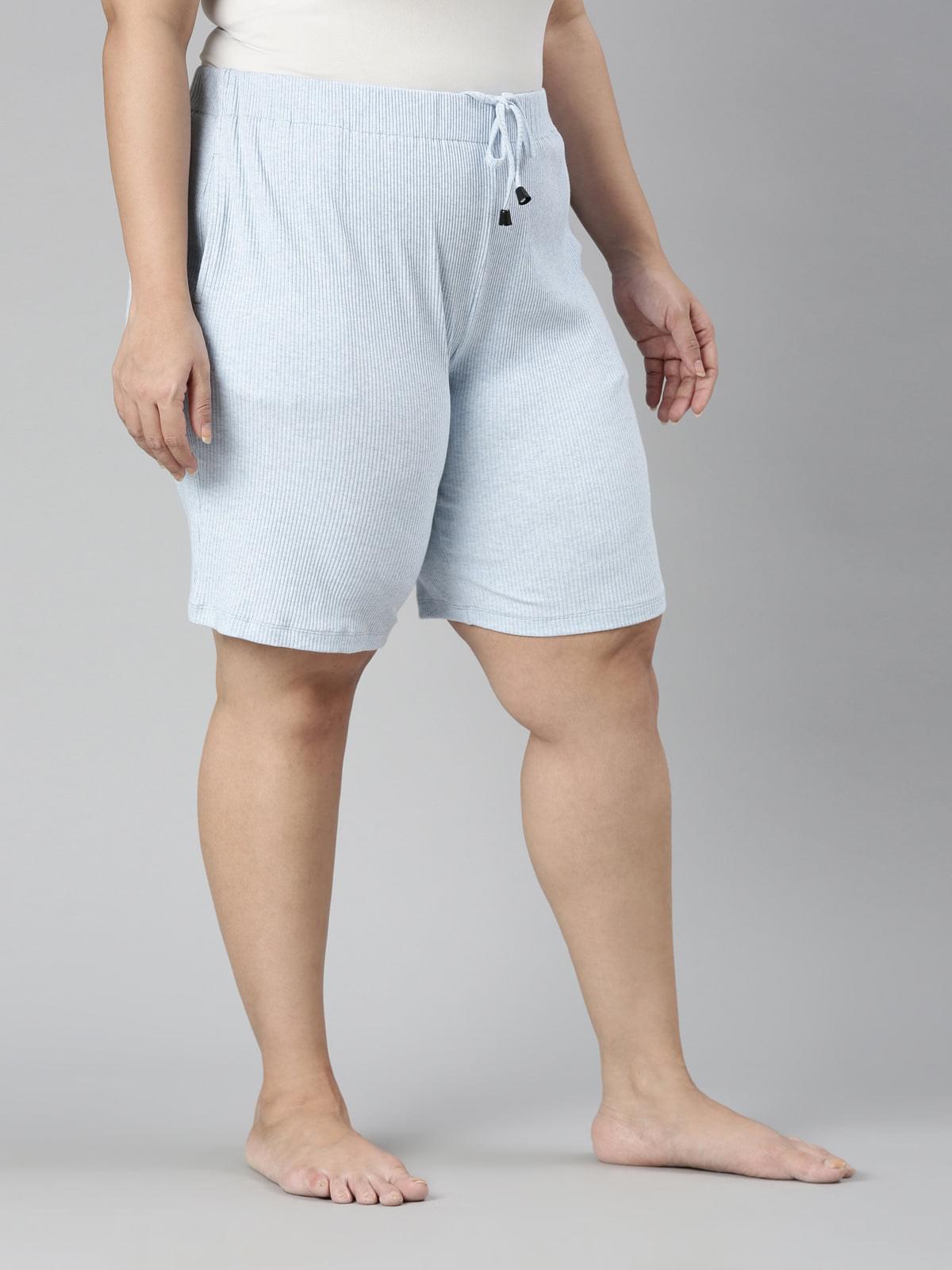 TheShaili - Women's Blue ribbed Top and shorts lounge wear set
