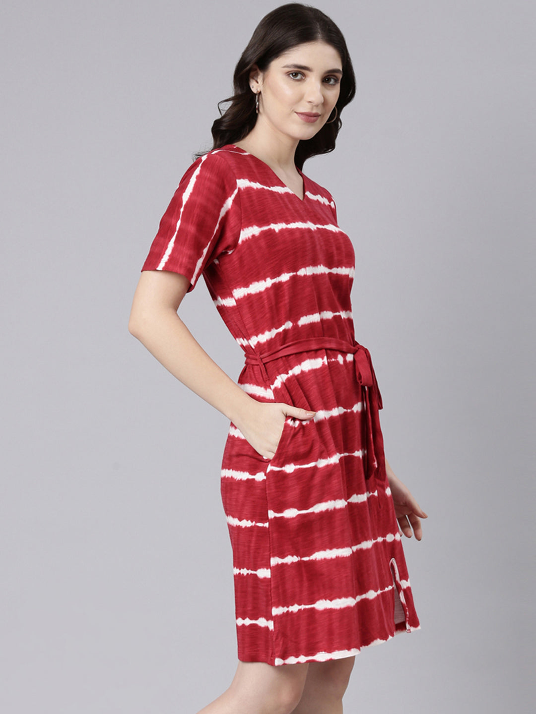 Buy casual dress TheShaili /Cotton /Knee Length /V- Neck /Half Sleeves top