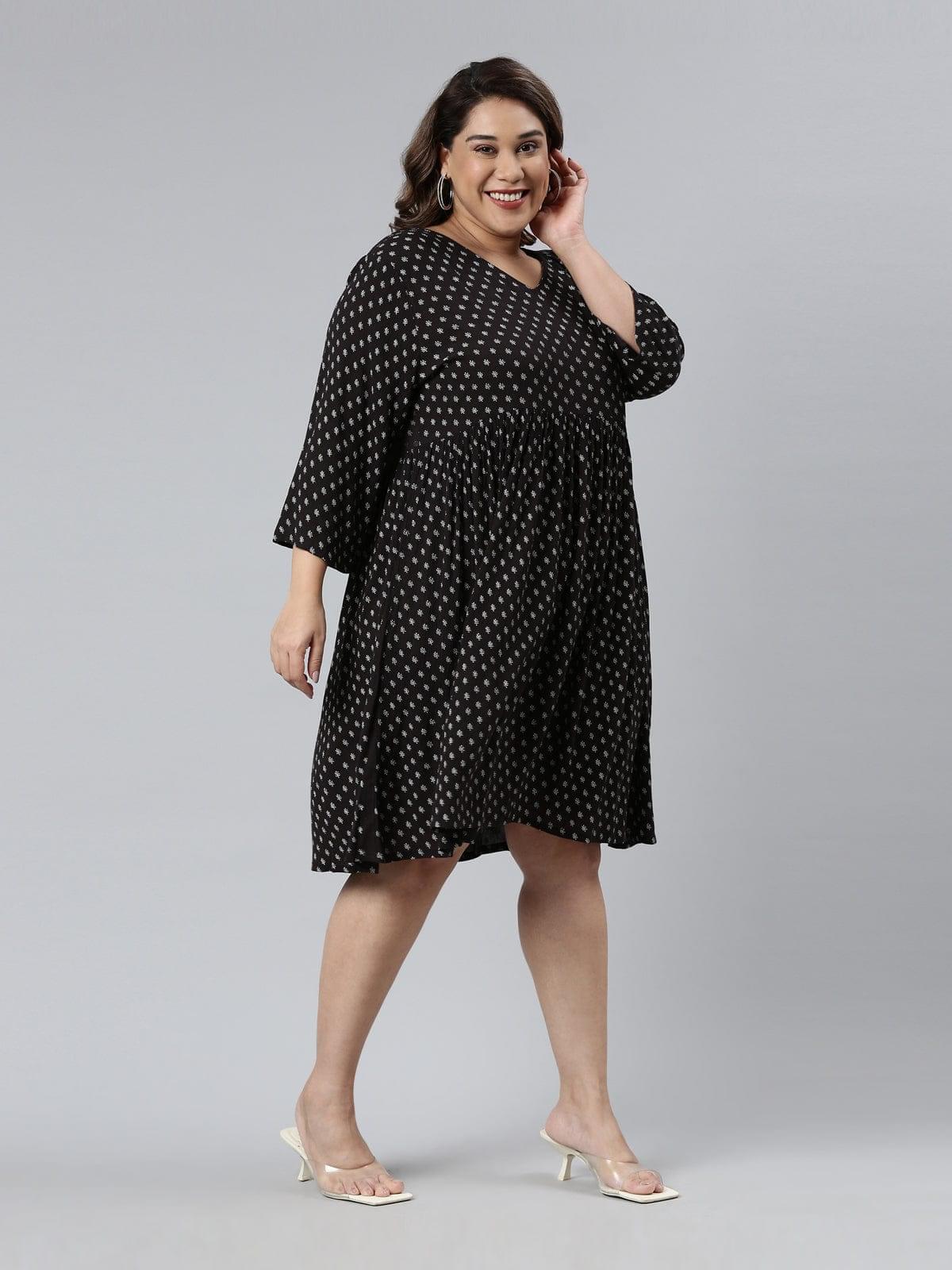 buy the Shaili formal dress Black and white viscose A-line/ plus size women's/curvy women's on online