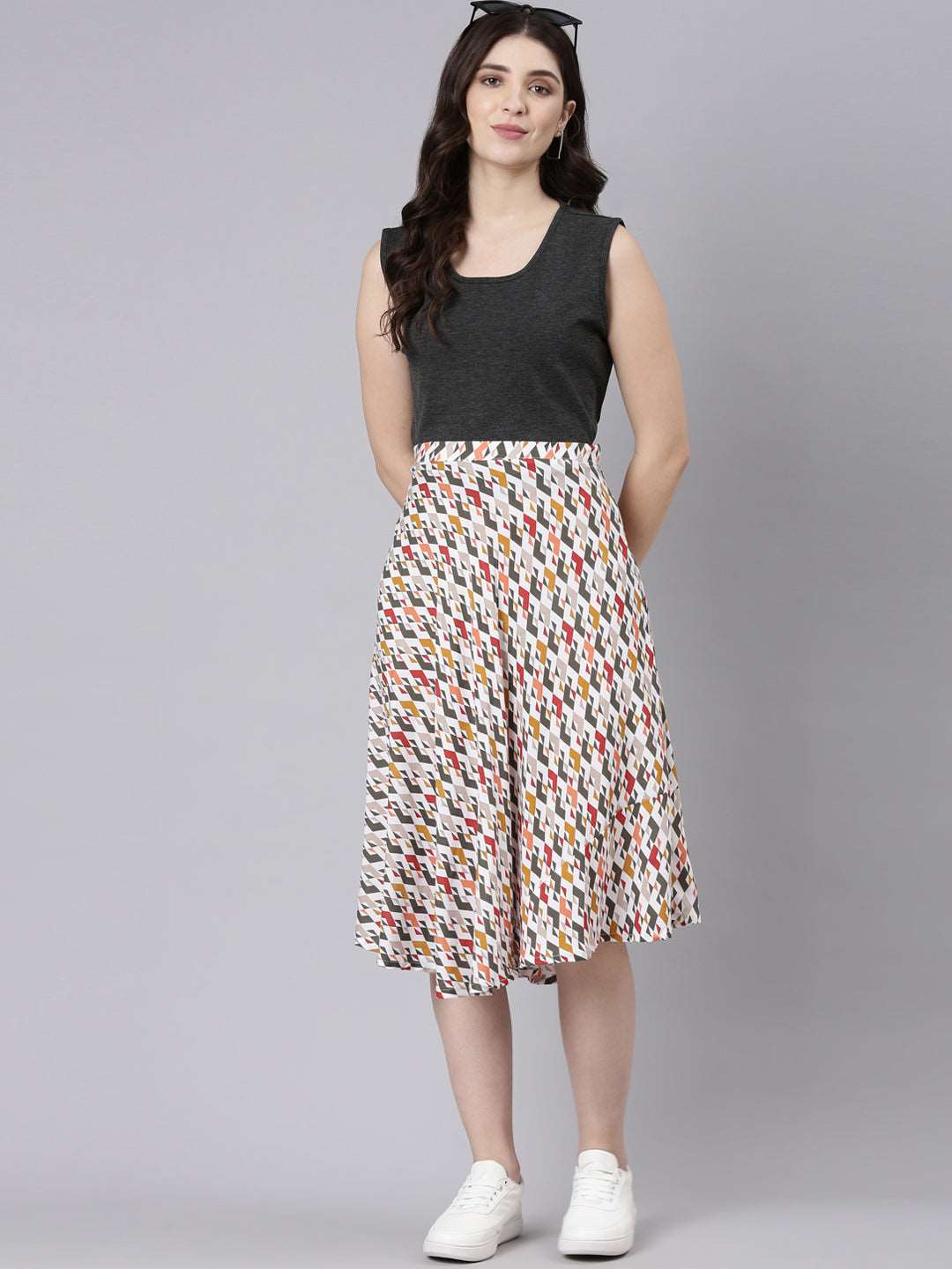 Buy TheShaili Knee Length Midi Skirt for Women's in India