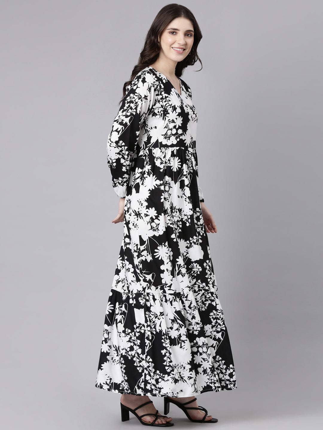 Buy Floral Printed Full Length tier Dress