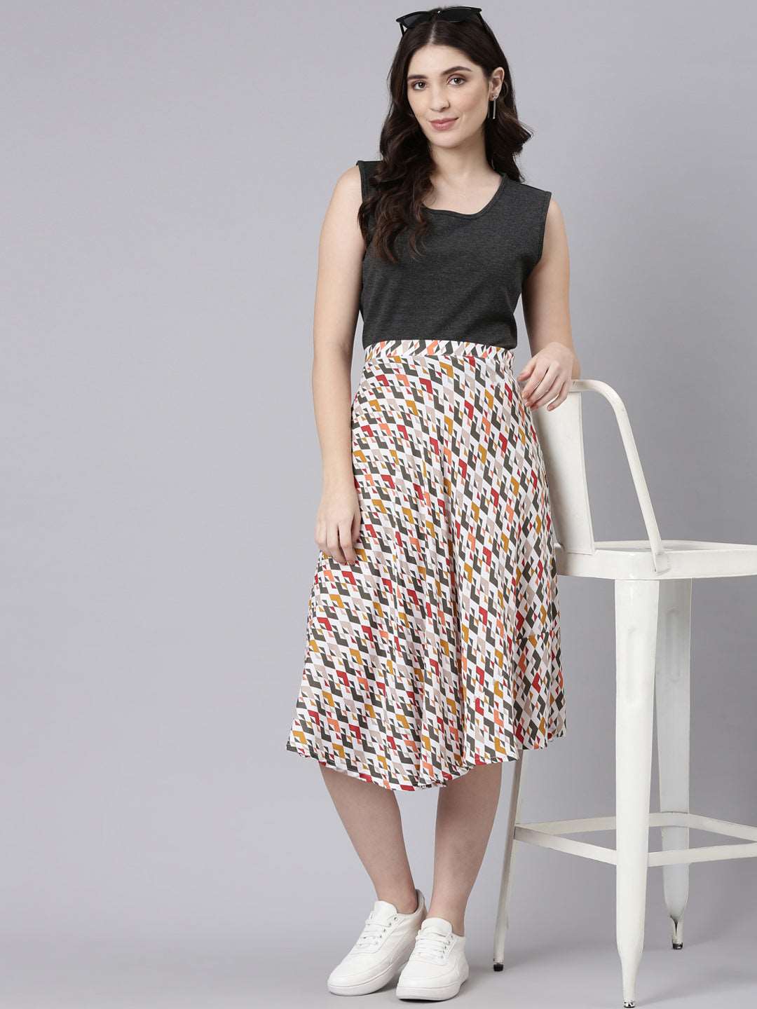 Buy TheShaili Knee Length stylish  cute Midi Skirt for Women's & Girls on online