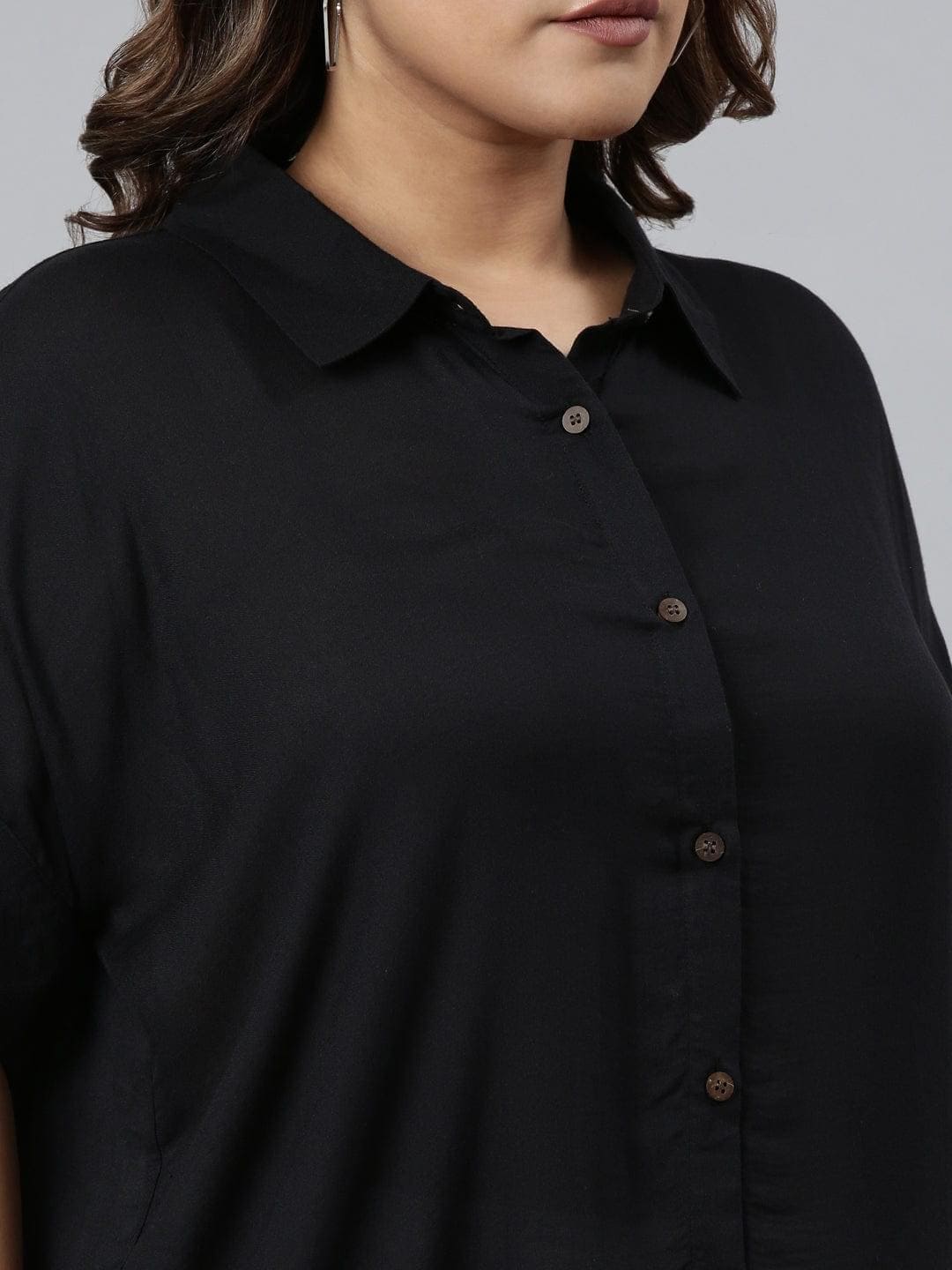 buy TheShaili Black Viscose formal shirt   for women's and girls online with best price 