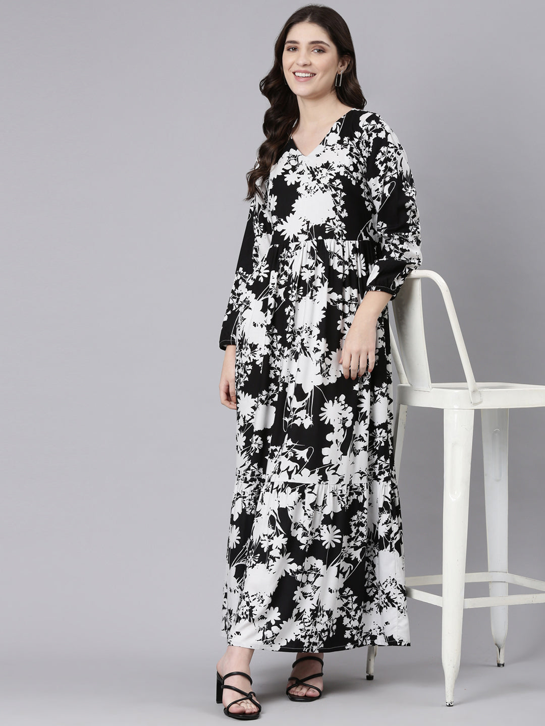 Floral Printed Full Length tier Dress