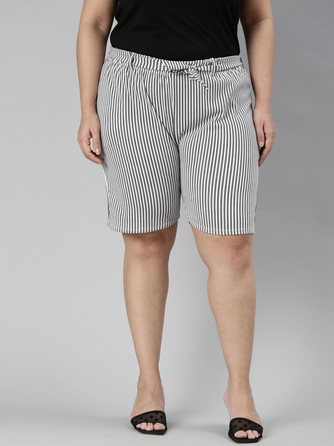 TheShaili - Women's Regular fit  Black & White shorts
