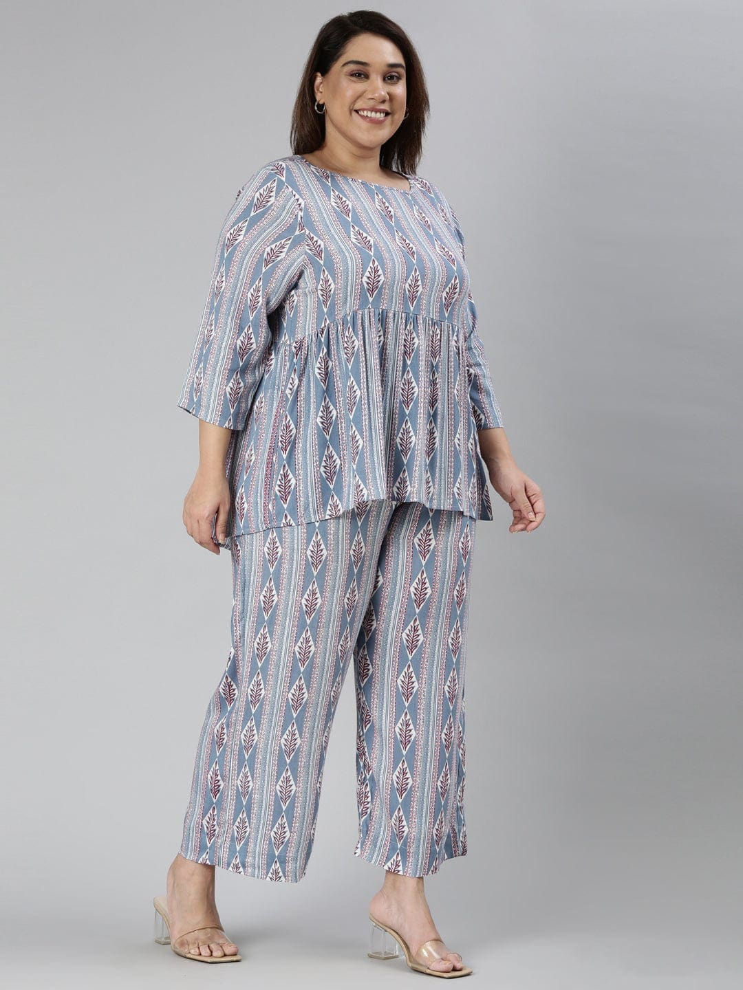 Buy  peplum dress /Women's /Pink ethnic prBuy  peplum dress /Women's /Blue ethnic printed /peplum top /palazzo pant on online from the Shailiinted /peplum top /palazzo pant on online from the Shaili