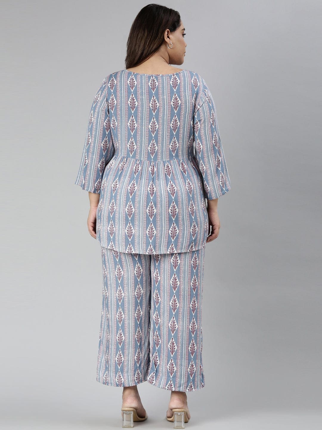 Buy  peplum dress /Women's /Blue ethnic printed /peplum top /palazzo pant on online from the Shailinic printed /peplum top /palazzo pant on online from the Shaili