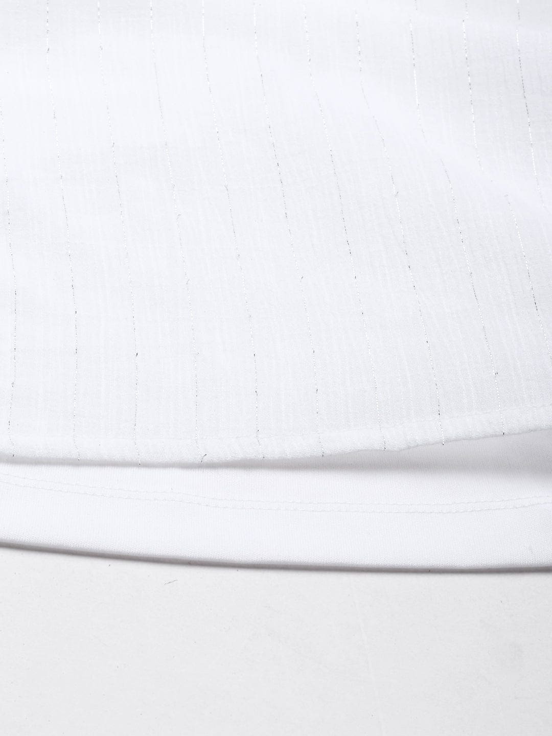 TheShaili - Women's White lurex A-line maxi dress with lining